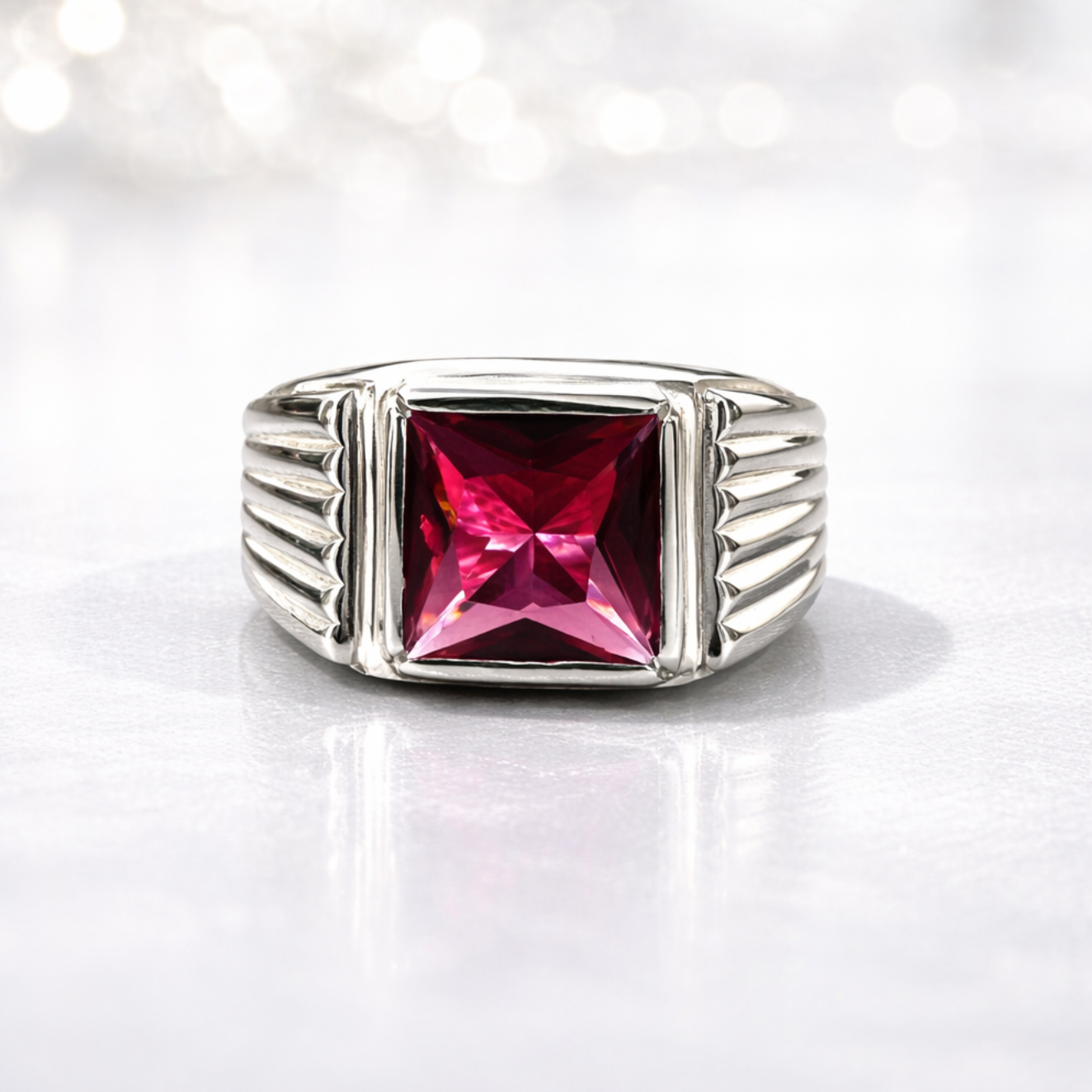 Anillo de Hombre Sello Circón - Plata 925