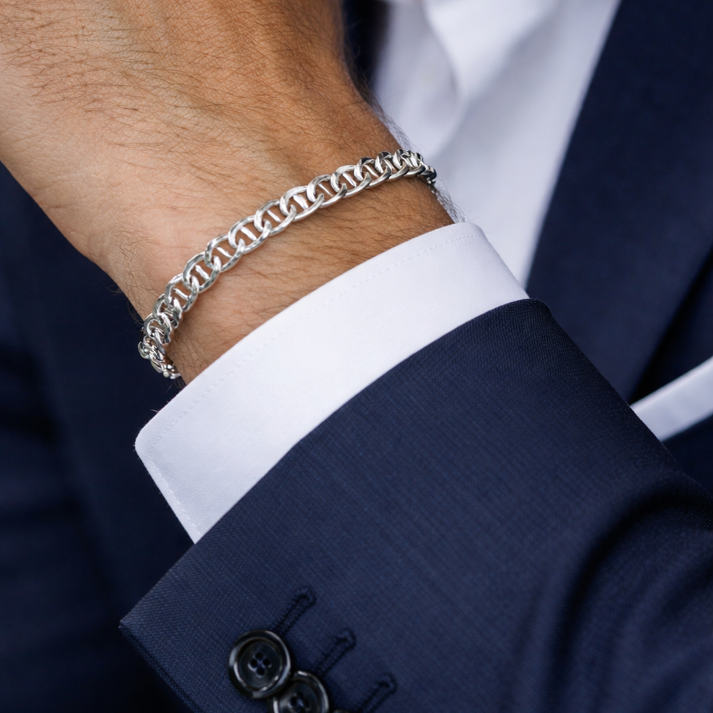 Pulsera Gucci Marina Martillada Reversible - Plata 925